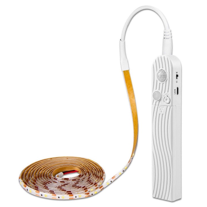 Banda LED flexibila cu senzor de miscare, alb rece, 50-500cm