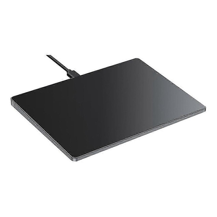 Érintőpad USB-C edzett üveggel és fém talppal, fekete, 15x10cm