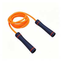 Coarda de sarit cu greutate 480 g, pentru box si fitness, cablu PVC 10 mm, lungime reglabila 3 m, manere PP cu silicon, Portocaliu