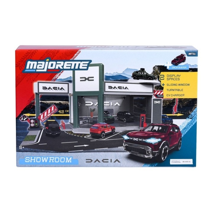 Majorette bemutatóterem autó szett Dacia Duster kisautóval, többszínű, 19,8x33,4x16,2cm