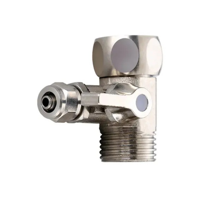 T-elosztó adapter, 1/2" menet, 1/4" push-in, szálcsiszolt nikkel, korrózióálló