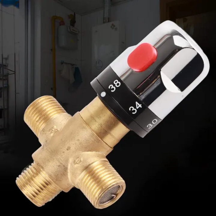 OEM termosztatikus keverőszelep, sárgaréz, 15mm, stabil hőmérséklet, 35-42°C