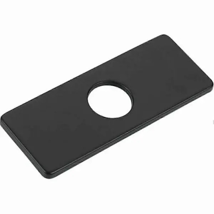 Декоративна планка за едноръкохватков смесител STALVA-CJ-K0502-20260818-6012, неръждаема стомана, черен финиш, правоъгълна с централен отвор, 162 x 63 мм