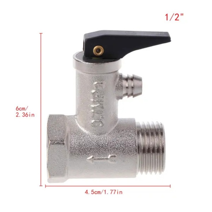 Biztonsági szelep, OEM, sárgaréz, ezüst-fekete, G1/2" DN15, 0.7MPa