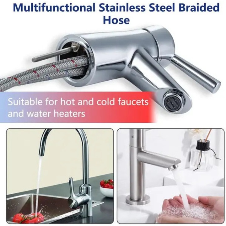 Rugalmas tömlő 60cm, 2 db-os készlet, inox, piros-kék