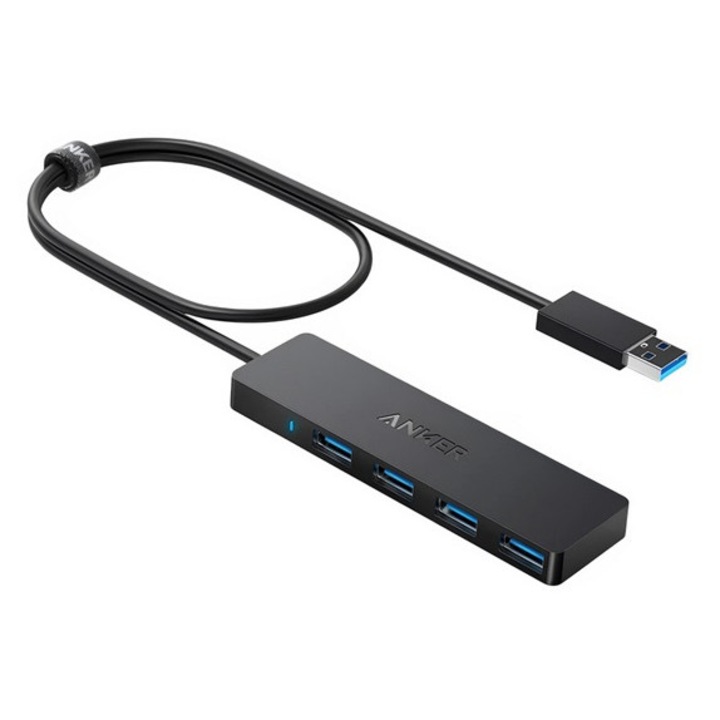 Anker usb hub 4in1, elosztó, 4 usb aljzat, 60cm, fekete