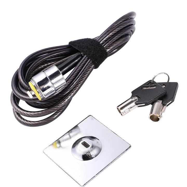 Lacat universal pentru laptop, aliaj zinc, negru, 200x2x2cm