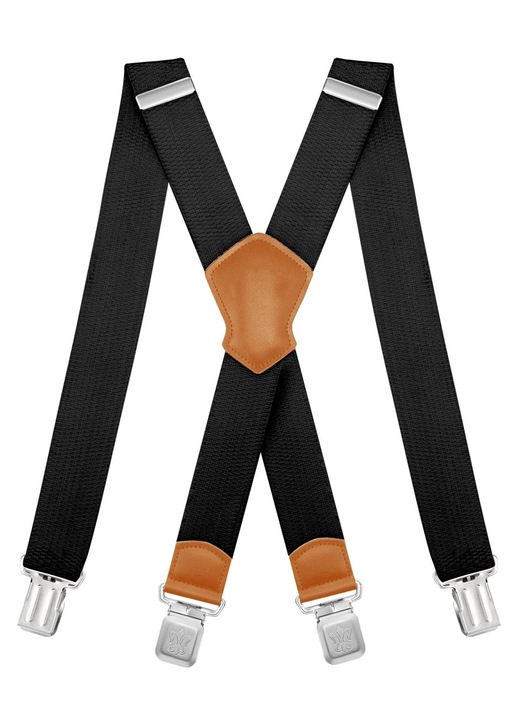 Bretele barbati, negru, ajustabile, cu clipsuri rezistente, latime 4cm, 125cm lungime