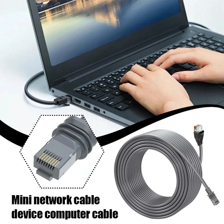 Hálózati kábel mini 5m fekete gigabit CAT6 vízálló