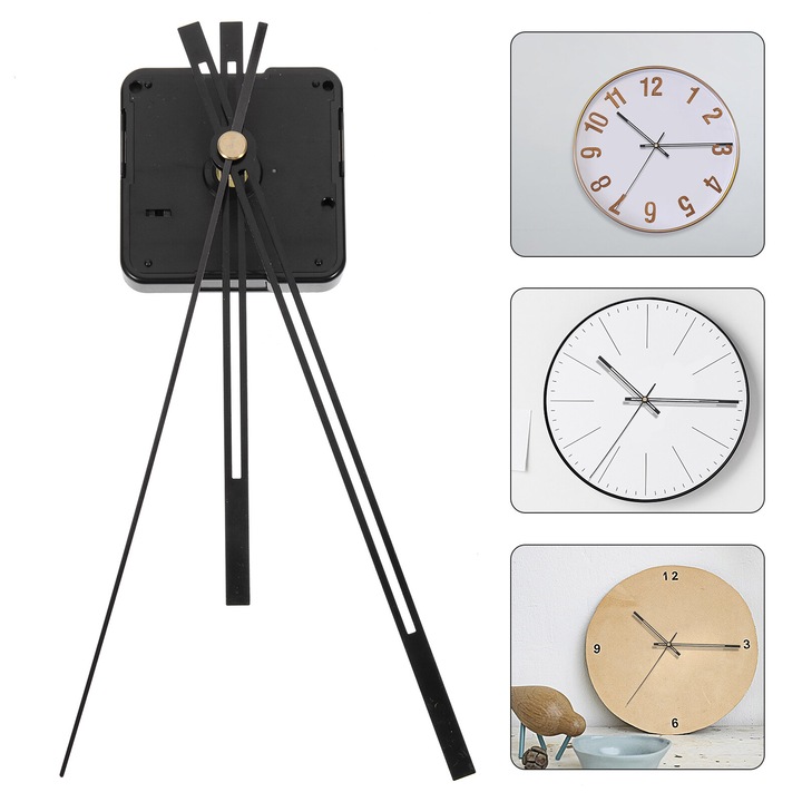 Mecanism ceas DIY, negru, 19x1x0.1cm, pentru ceas perete 40-45cm