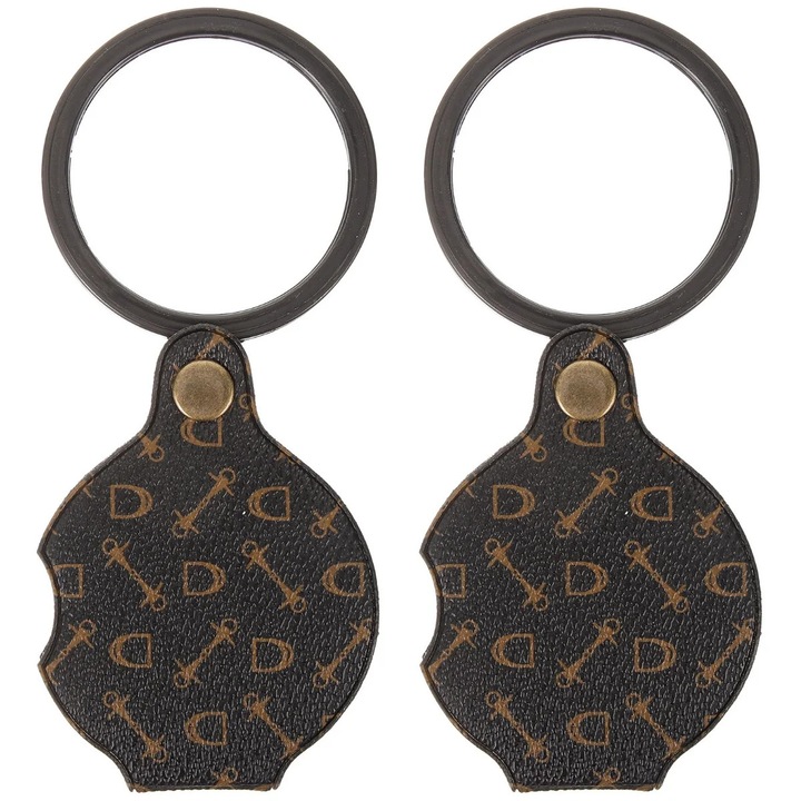 Lupa portabila pentru identificare bijuterii, set 2 bucati, PU metal sticla, 9x6.6x1.8cm