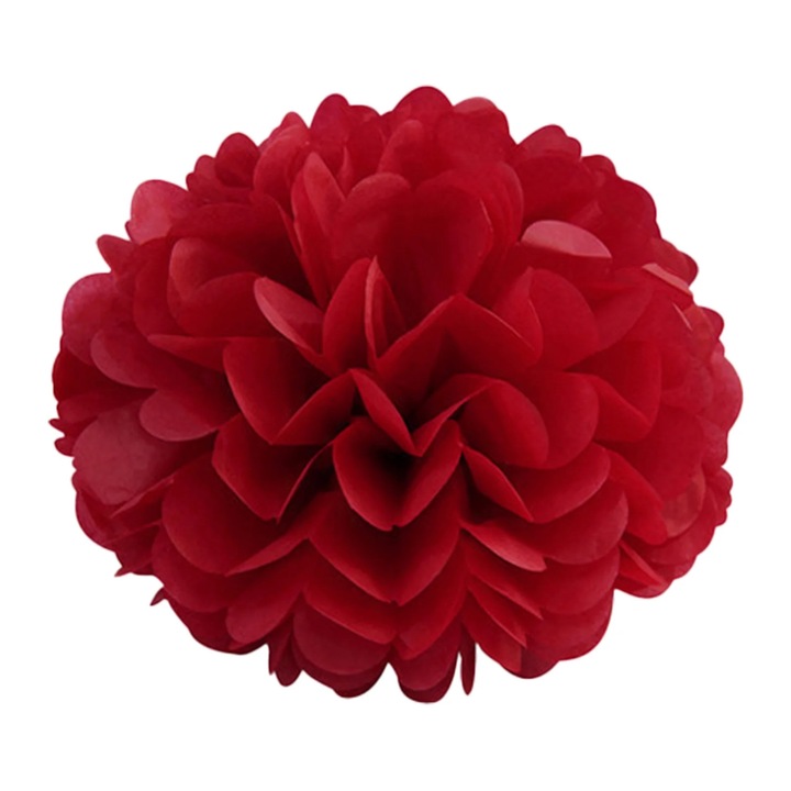 10 db papír pompon szett, parti dekoráció, piros, 20x4x3cm