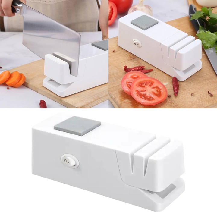 Ascutitor electric multifunctional pentru foarfeci, alb, 8x6x6cm