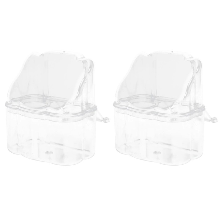 Recipient hranire papagali plastic transparent 8x6x5cm set