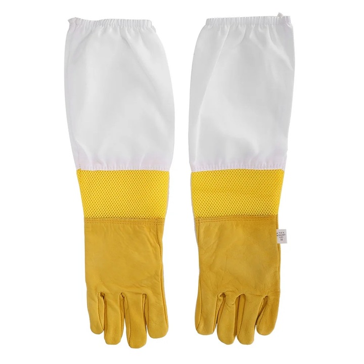 Manusi apicultor piele oaie galben 22cm set 2 buc