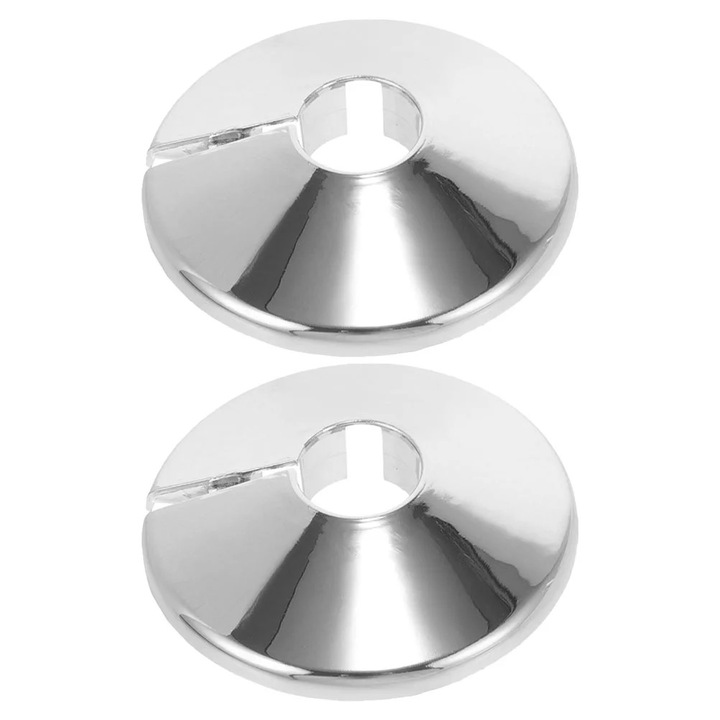 Csőbilincs takaró, 2 db-os készlet, PVC és ötvözet, ezüst, 6x6x1cm, 12-15mm-es csövekhez