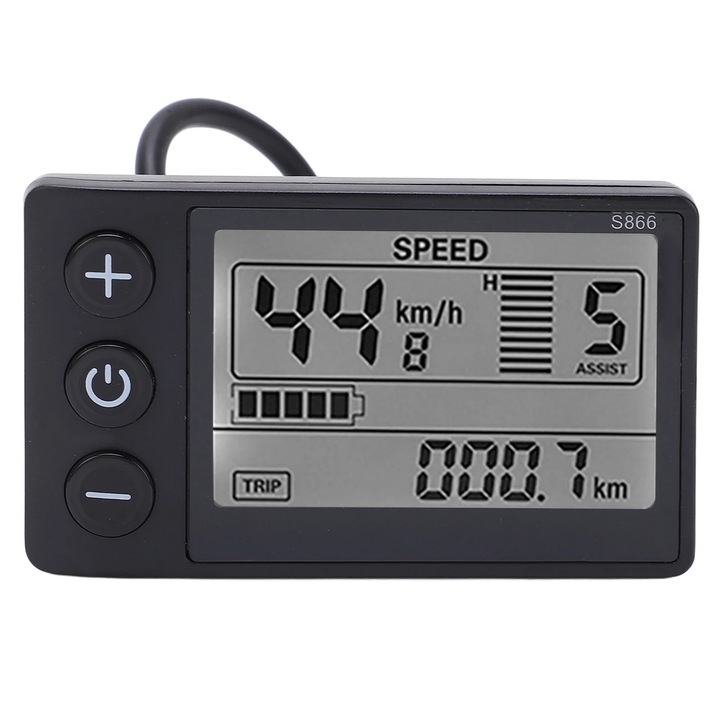 Display LCD S866, panou control, rezistent apa, 24V 36V 48V, 22.2mm
