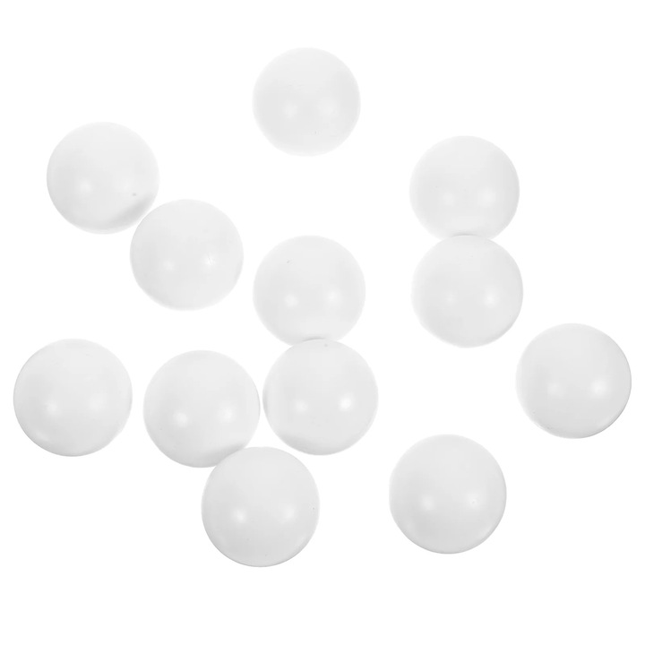 Mingi mini fotbal de masa, alb, 3.2x3.2x3.2cm, set 12 buc