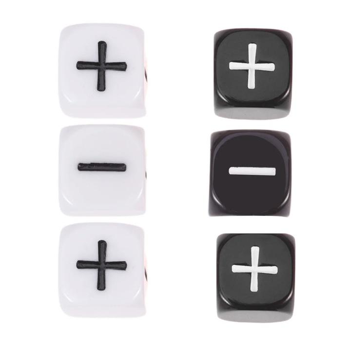 Set 6 zaruri negre albe 1.6x1.6x1.6cm pentru jocuri petrecere copii