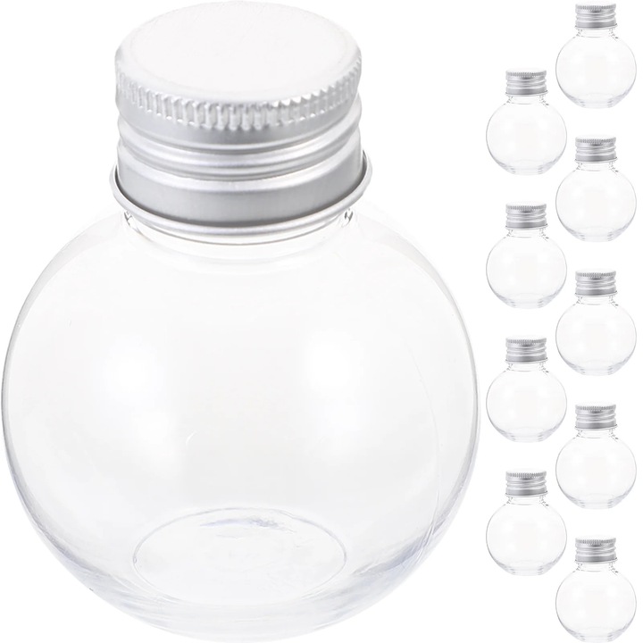 Üvegpalackok gyümölcsléhez, 10 db, 50ml, átlátszó, 6.2x5x5cm
