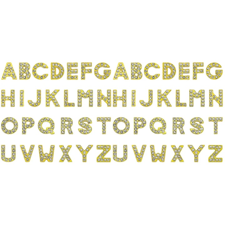 Set 52 margele litere aurii, 1.2x1.2x0.5cm, accesorii bijuterii DIY