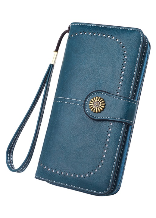 Portofel dama piele PU multicolor 19.5x3.5x10.5cm cu capacitate mare si bratara