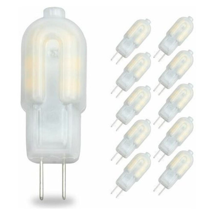 LED izzó G4, 2W, hideg fehér, 12V, 10 db-os készlet