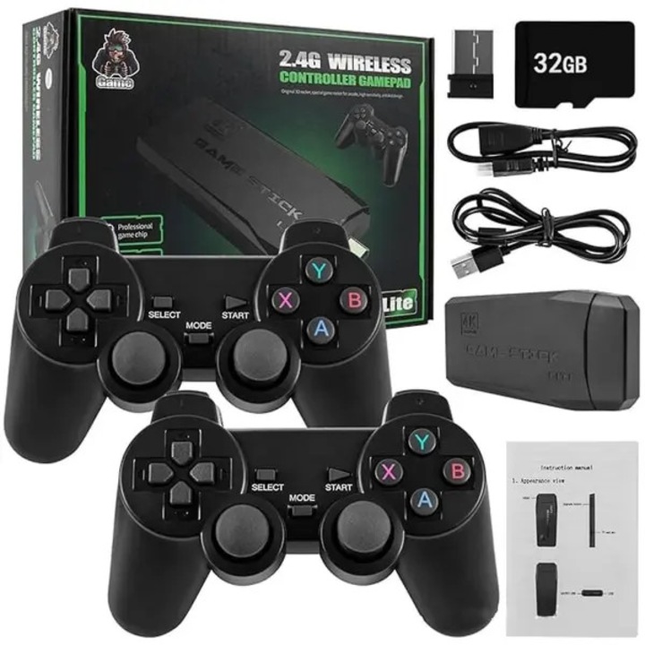 Consola retro jocuri, 20000+ jocuri, negru, 17x11x10cm, set cu 2 controllere wireless