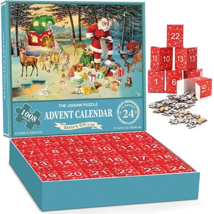 Puzzle naptár advent 2023, 1008 darab, többszínű, 70x50cm, családnak
