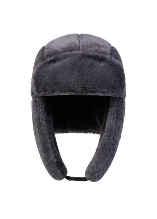 Caciula bomber barbati, fleece, alb, 70% poliester