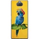 Husa pentru Sony Xperia 10 Plus PRE-CJk0515-26-0705-4618, transparenta cu print papagal albastru cu ochelari de soare si palarie pe fundal galben, multicolor, compatibila cu incarcare wireless