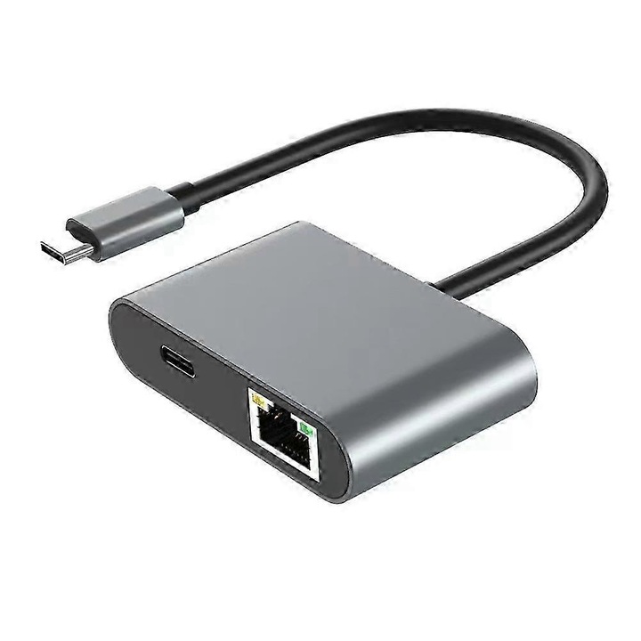 USB-C към Ethernet мрежова карта 2.5Gbps, 100W зареждане, алуминий, космическо сиво