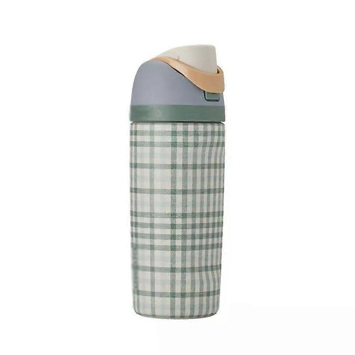 Sticla apa izotermica copii 16oz verde carouri inox dublu perete