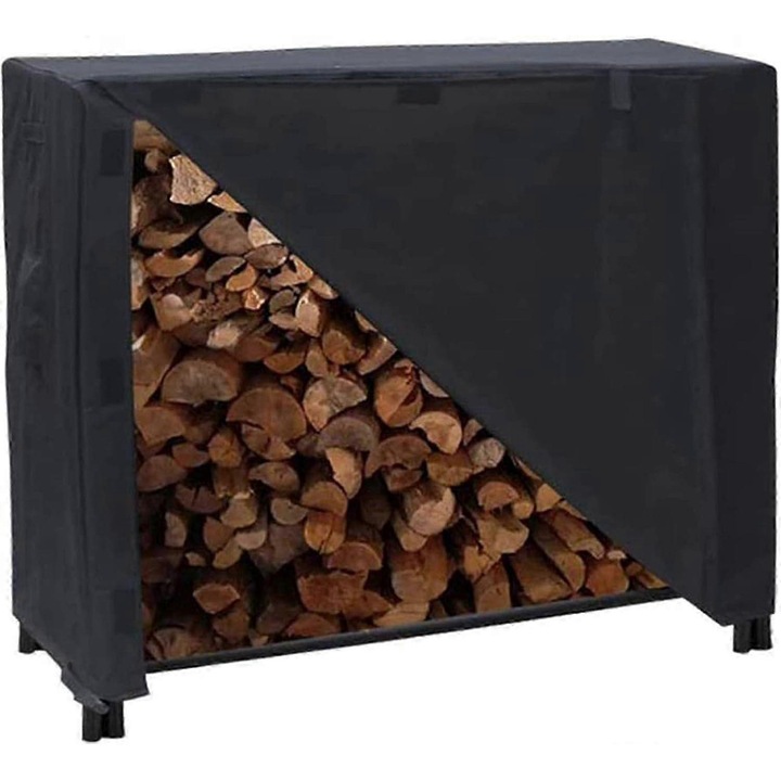 Husa pentru lemne, rezistenta la apa si UV, 48x24x42 inch, 600D, negru