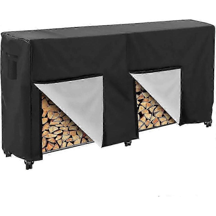 Husa pentru lemne, rezistenta la apa si UV, 96x24x42inch, negru