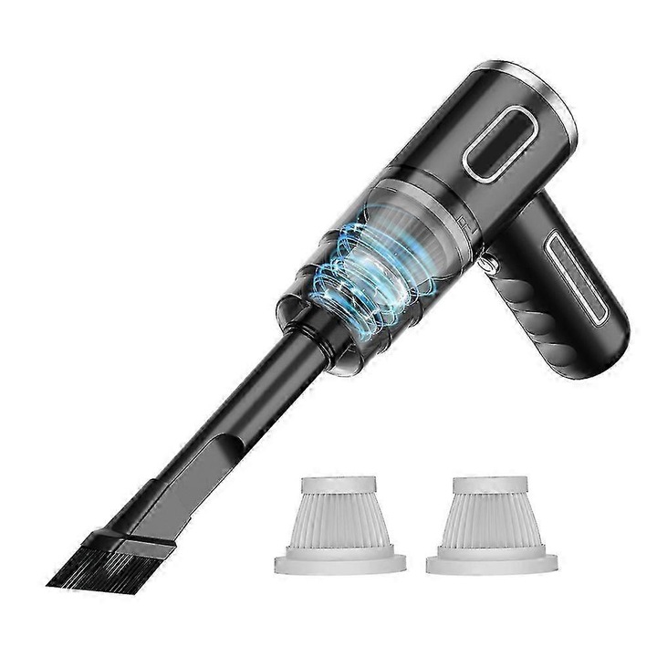 Aspirator portabil reincarcabil negru 3h incarcare 2 filtre