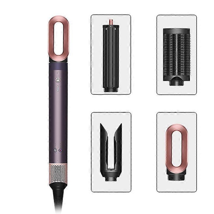 Perie de par electrica multifunctionala 4 in 1, violet, compacta