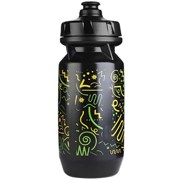 Bidon sport pentru ciclism 500ml galben negru ergonomic etans