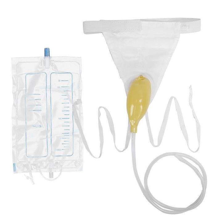 Dispozitiv urinar barbati, 1000ml, latex, alb, marime unica
