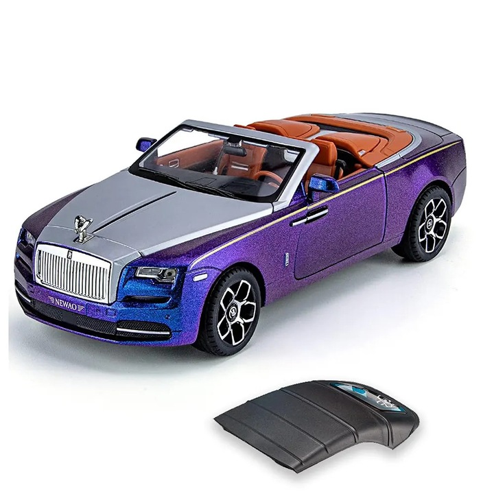 Fém autó, Rolls-Royce Dawn Cabriolet, 1:24 méretarány, Fények és hang, Nyitható ajtók