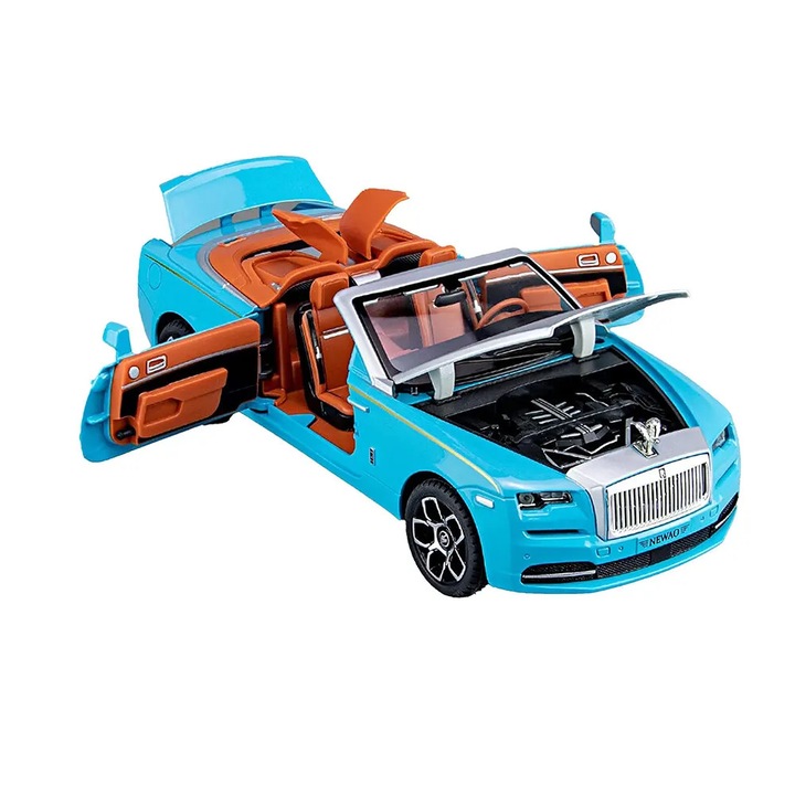 Fém autó, Rolls-Royce Dawn Cabriolet, 1:24 méretarány, Kék