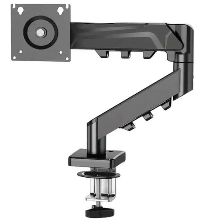 ERGONOMIKUS Monitortartó Karral és Gázrugóval, 13–32 hüvelyk, 2–9 kg, VESA 75x75/100x100 mm, Állítható Magasságú, Szorítóval vagy Asztallapra Rögzíthető, Fekete