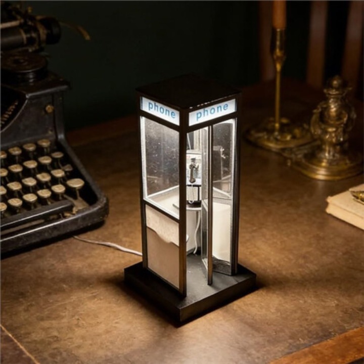 Veioza asztali telefonfülke retro meleg LED dekoratív fény