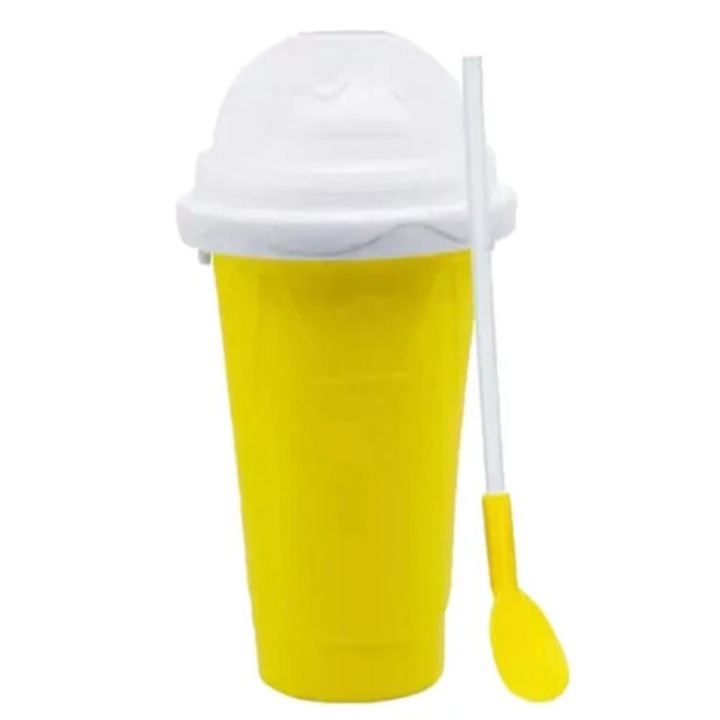 Pahar pentru smoothie, capacitate mare, galben, 15x10cm