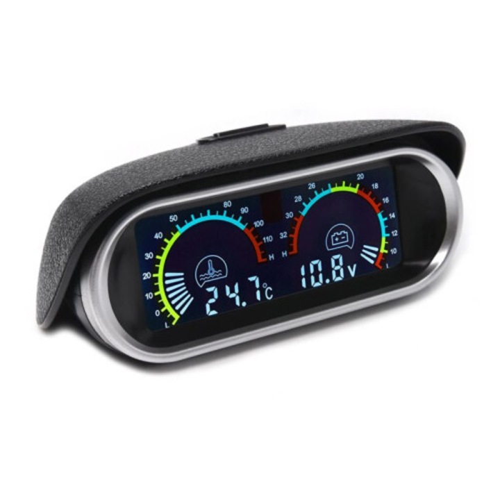 Indicator temperatura apa si voltmetru digital 12v 24v 2in1 2inch