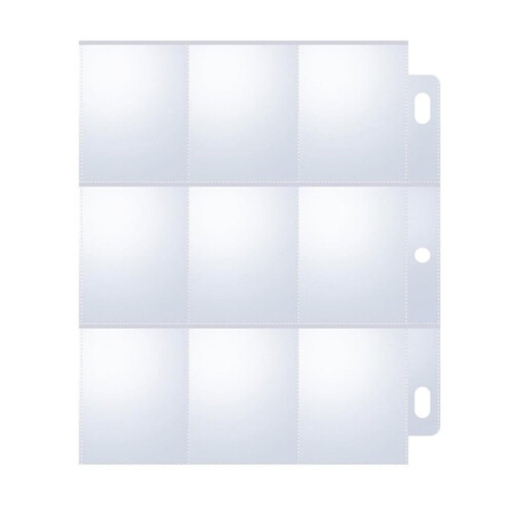 Set 40 folii plastic, 9 buzunare, dublu fata, pentru dosar 3 inele, transparent