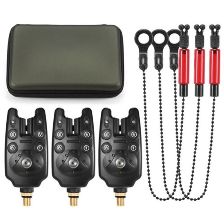 Sistem semnalizare pescuit wireless, rezistent la apa, fara lumina, negru