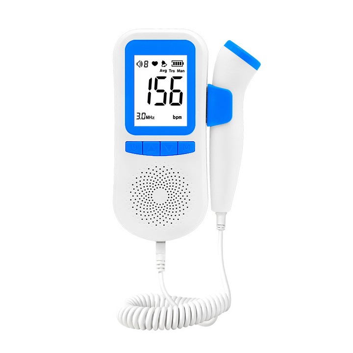 Monitor fetal digital Doppler, ecran mare, albastru, 3MHz, 9 saptamani, 3 moduri