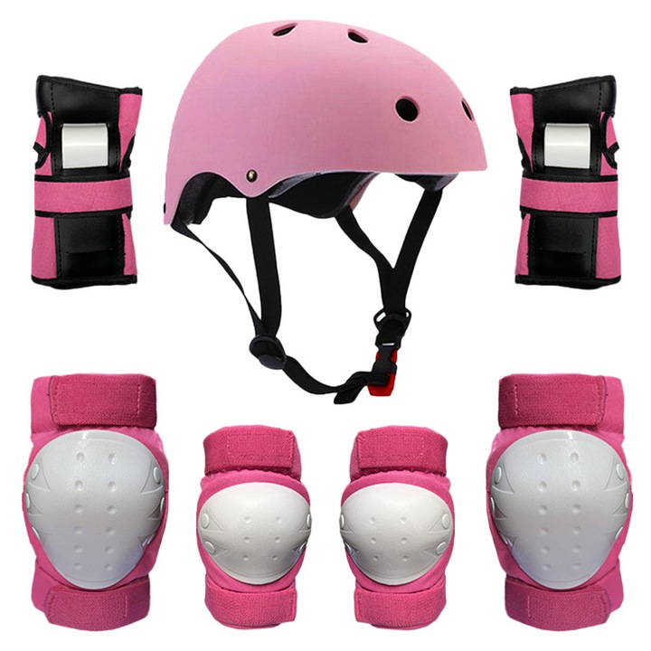 Set protectie copii ZYBLSSBB, roz, genunchiere si protectii, marime universala