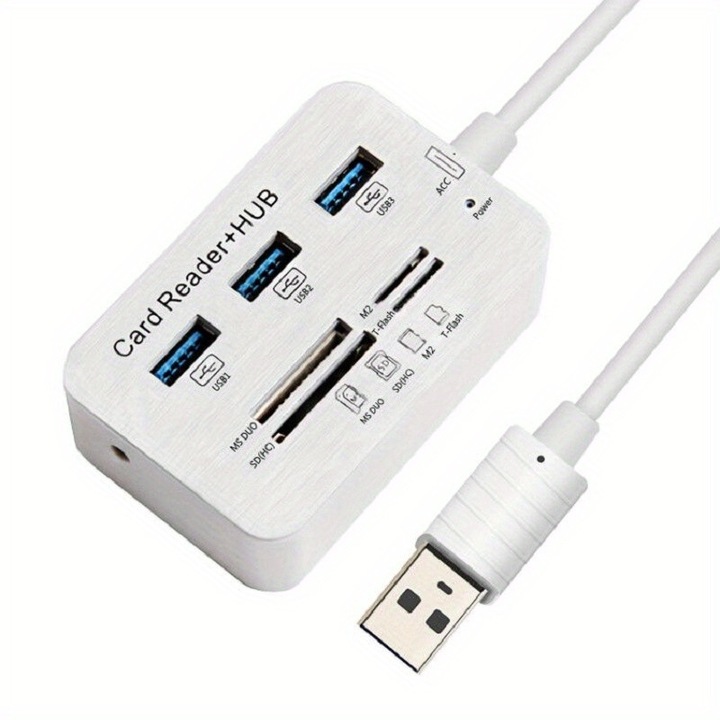 USB Type-C Hub 7 az 1-ben, 3 port, 4 portos bővítés, többszínű kártyaolvasó